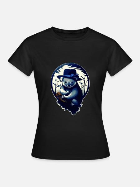 Koala mit Hut - Frauen T-Shirt - Schwarz