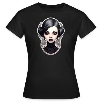 Goth Girl Gothic Ästhetik Frau hübsch Mystisch - Frauen T-Shirt - Schwarz - Vorne - AI Model Female 172 dark (172cm)