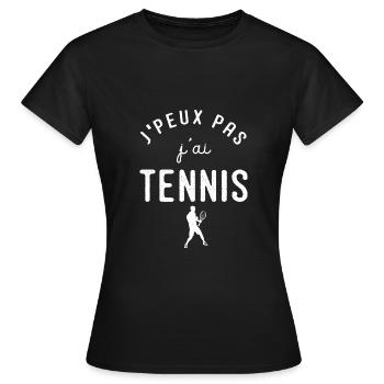 J'peux pas j'ai tennis cadeau humour sport tennis - T-shirt Femme - noir - Devant - AI Model Female 172 dark (172cm)