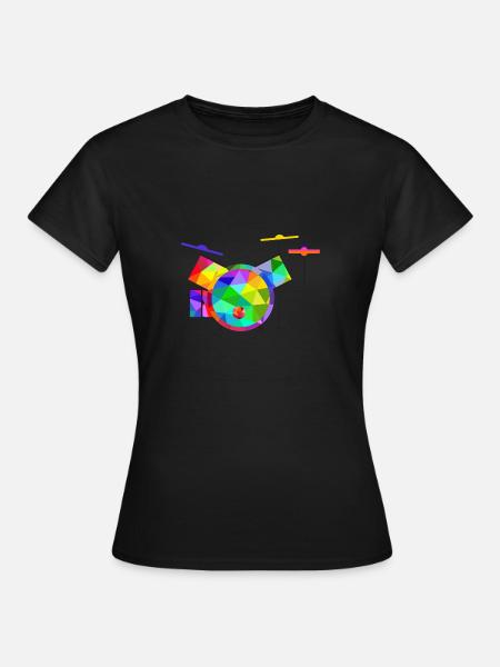 Buntes Regenbogen Schlagzeug Rainbow Musik Drums - Frauen T-Shirt - Schwarz