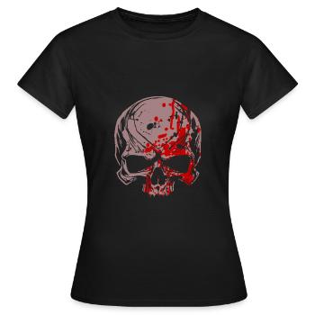 Crâne d’horreur avec des taches de sang - T-shirt Femme - noir - Devant - AI Model Female 172 dark (172cm)