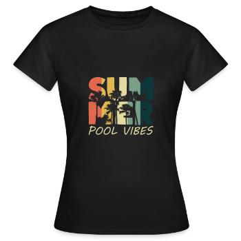 Ambiance piscine d'été - T-shirt Femme - noir - Devant - AI Model Female 172 dark (172cm)