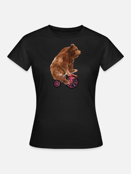 Ours brun de cirque sur un petit vélo - T-shirt Femme - noir