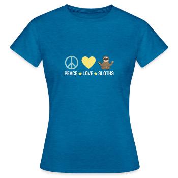 Tropisches Zoo Tier Geschenk Peace Faultier - Frauen T-Shirt - Antikblaues Saphir meliert - Vorne - AI Model Female 172 dark (172cm)