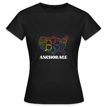 Anchorage Proud Flag Proud Month LGBTQ Flag LG - T-shirt Femme - noir - Devant - AI Model Female 172 dark (172cm)