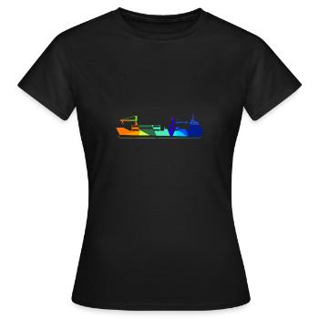 Porte-conteneurs Rainbow Polygon Ships - T-shirt Femme - noir - Devant - AI Model Female 172 dark (172cm)