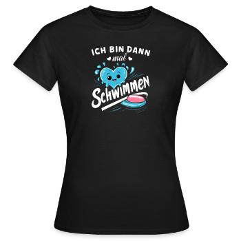 Schwimm-Shirt Badeurlaub Pool Meer Freizeit - Frauen T-Shirt - Schwarz - Vorne - AI Model Female 172 dark (172cm)