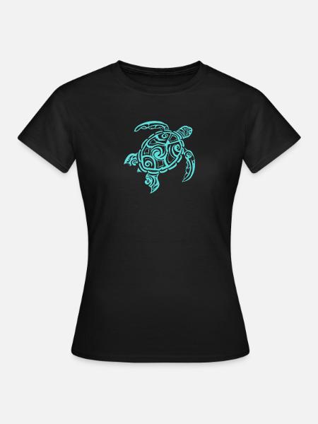 Tortue de mer, tortue marine, animal aquatique - T-shirt Femme - noir