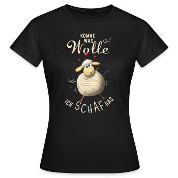 Komme was wolle, ich Schaf das. - Frauen T-Shirt - Schwarz - Vorne - AI Model Female 172 dark (172cm)