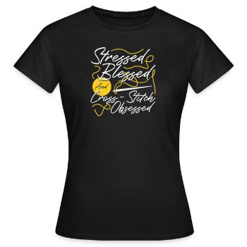 Point de croix Point de croix Point de croix - T-shirt Femme - noir - Devant - AI Model Female 172 dark (172cm)