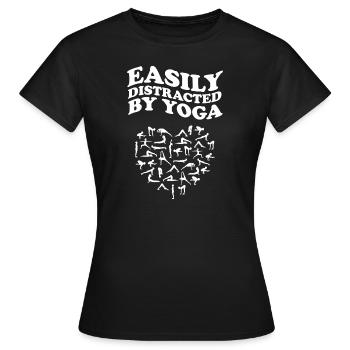 Facilement distrait par le yoga yogi - T-shirt Femme - noir - Devant - AI Model Female 172 dark (172cm)