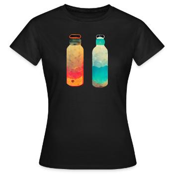 Zwei Glasflaschen Retro - Frauen T-Shirt - Schwarz - Vorne - AI Model Female 172 dark (172cm)