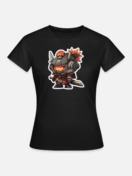 Chibi Samurai Roboter - Frauen T-Shirt - Schwarz