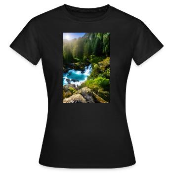 Fluss Landschaft - Frauen T-Shirt - Schwarz - Vorne - AI Model Female 172 dark (172cm)
