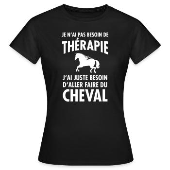 Thérapie - D'aller Faire Du Cheval - T-shirt Femme - noir - Devant - AI Model Female 172 dark (172cm)