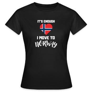 Norvégiens Assez pour moi je déménage en Norvège - T-shirt Femme - noir - Devant - AI Model Female 172 dark (172cm)
