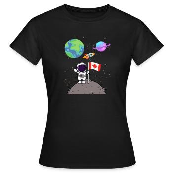 Mondlandung Planet Kanada Flagge Astronaut - Frauen T-Shirt - Schwarz - Vorne - AI Model Female 172 dark (172cm)