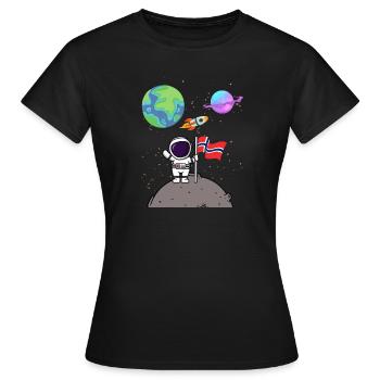 Mondlandung Planet Norwegen Flagge Astronaut - Frauen T-Shirt - Schwarz - Vorne - AI Model Female 172 dark (172cm)