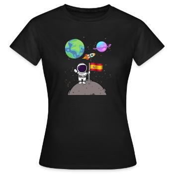 Mondlandung Planet Spanien Flagge Astronaut - Frauen T-Shirt - Schwarz - Vorne - AI Model Female 172 dark (172cm)