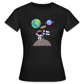 Mondlandung Planet Finnland Flagge Astronaut - Frauen T-Shirt - Schwarz - Vorne - AI Model Female 172 dark (172cm)