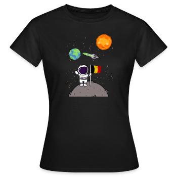 Planet Belgien Flagge Mondlandung Astronaut - Frauen T-Shirt - Schwarz - Vorne - AI Model Female 172 dark (172cm)