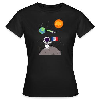 Planet Frankreich Flagge Mondlandung Astronaut - Frauen T-Shirt - Schwarz - Vorne - AI Model Female 172 dark (172cm)