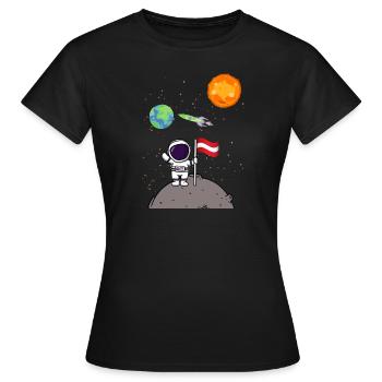 Planet Österreich Flagge Mondlandung Astronaut - Frauen T-Shirt - Schwarz - Vorne - AI Model Female 172 dark (172cm)