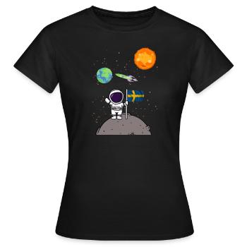 Planet Schweden Flagge Mondlandung Astronaut - Frauen T-Shirt - Schwarz - Vorne - AI Model Female 172 dark (172cm)