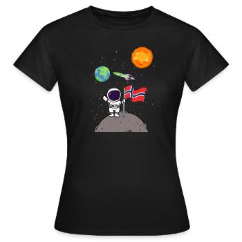 Planet Norwegen Flagge Mondlandung Astronaut - Frauen T-Shirt - Schwarz - Vorne - AI Model Female 172 dark (172cm)