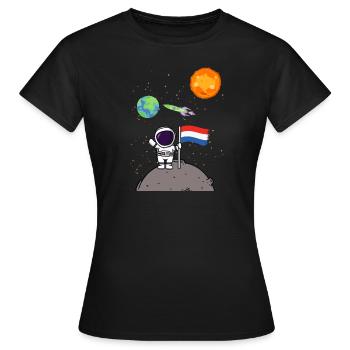 Planet Niederlande Flagge Mondlandung Astronaut - Frauen T-Shirt - Schwarz - Vorne - AI Model Female 172 dark (172cm)