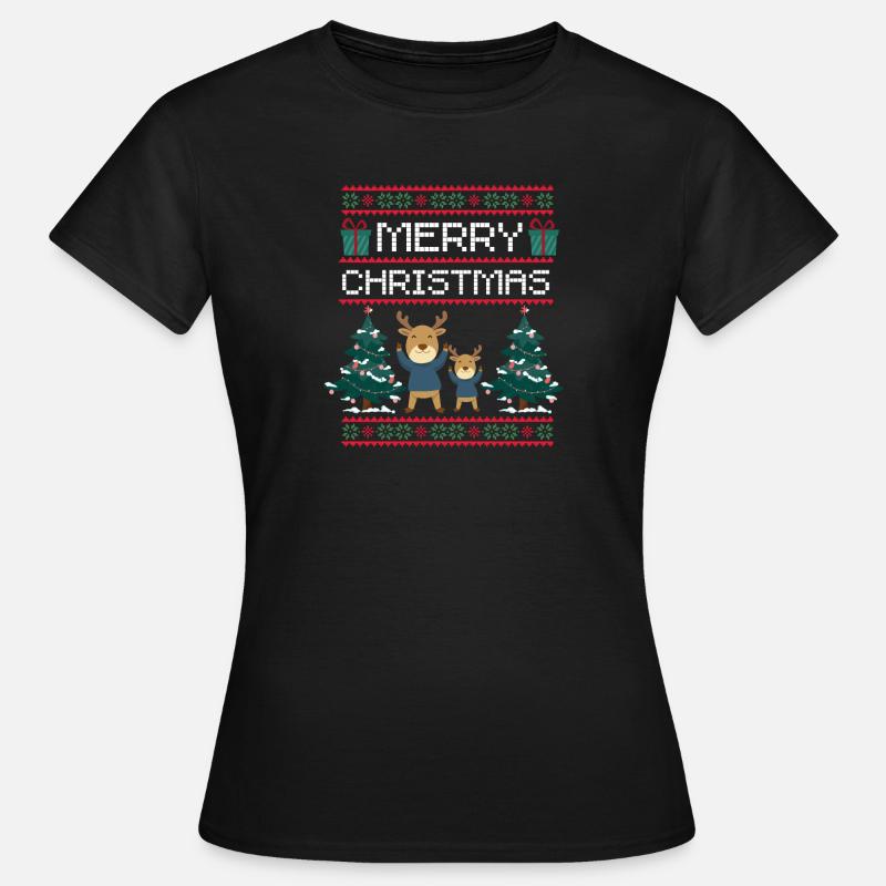Julens rensdyrjulegave Glædelig jul - Dame-T-shirt - sort