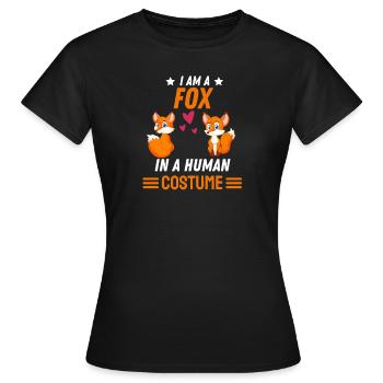 Fuchs Kostüm Party Wald Tier Geschenk Fuchs - Frauen T-Shirt - Schwarz - Vorne - AI Model Female 172 dark (172cm)