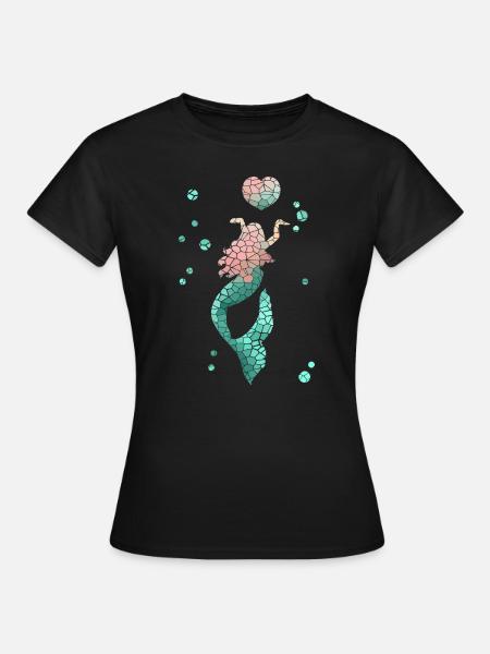 Meerjungfrau mit Herz - Frauen T-Shirt - Schwarz