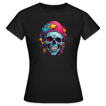 Crâne coloré décoratif - T-shirt Femme - noir - Devant - AI Model Female 172 dark (172cm)