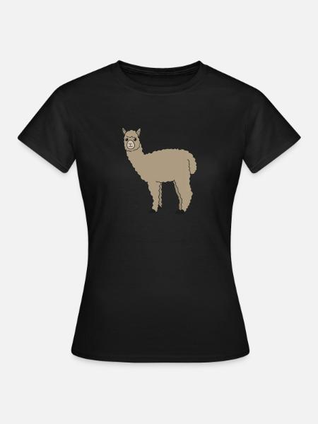 Lama alpaca alpaka Wolle Natur Tier Geschenk Süß - Dame-T-shirt - sort