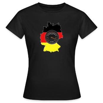 Pas de limitation de vitesse sur les autoroutes allemandes - T-shirt Femme - noir - Devant - AI Model Female 172 dark (172cm)