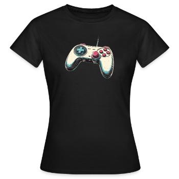 Gamepad, Gamepad, Controller-Logo und Joystick - Frauen T-Shirt - Schwarz - Vorne - AI Model Female 172 dark (172cm)