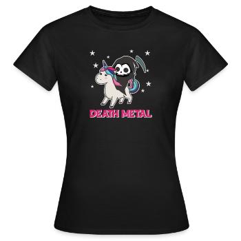 Death Metal - death riding unicorn funny unicorns - Frauen T-Shirt - Schwarz - Vorne - AI Model Female 172 dark (172cm)