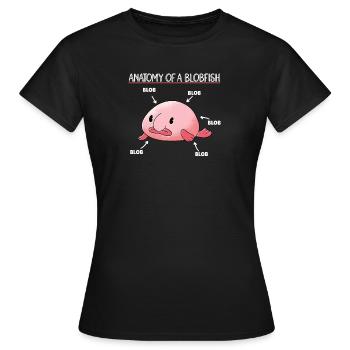 Blobfish Explication Anatomie d’un Blobfish - T-shirt Femme - noir - Devant - AI Model Female 172 dark (172cm)