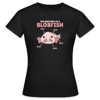 Blobfish Explication Anatomie d’un Blobfish - T-shirt Femme - noir - Devant - AI Model Female 172 dark (172cm)