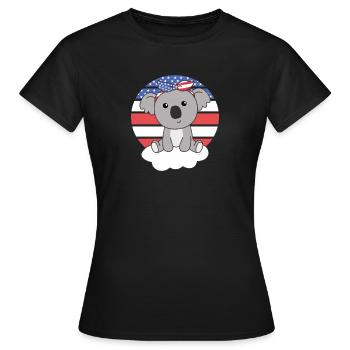Koala für den vierten Juli amerika Flagge USA - Frauen T-Shirt - Schwarz - Vorne - AI Model Female 172 dark (172cm)