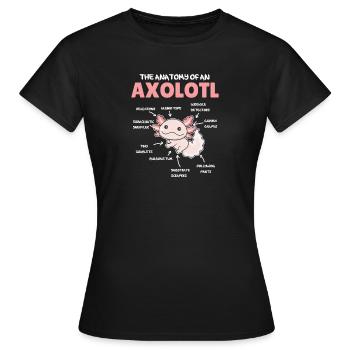 Axolotl Explication Anatomie d’un Axolotl - T-shirt Femme - noir - Devant - AI Model Female 172 dark (172cm)