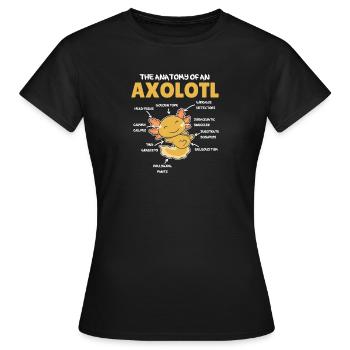 Axolotl Explication Anatomie d’un Axolotl - T-shirt Femme - noir - Devant - AI Model Female 172 dark (172cm)