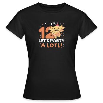 12ème anniversaire Axolotl douze ans doux Axolotls - T-shirt Femme - noir - Devant - AI Model Female 172 dark (172cm)