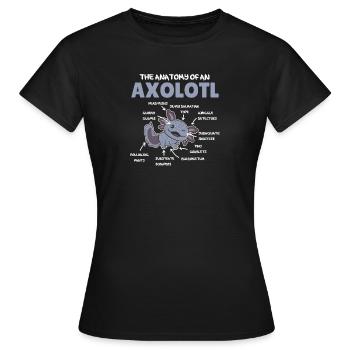 Axolotl Explication Anatomie d’un Axolotl - T-shirt Femme - noir - Devant - AI Model Female 172 dark (172cm)