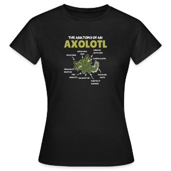 Axolotl Explication Anatomie d’un Axolotl - T-shirt Femme - noir - Devant - AI Model Female 172 dark (172cm)