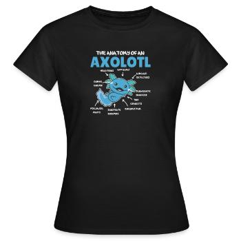 Axolotl Explication Anatomie d’un Axolotl - T-shirt Femme - noir - Devant - AI Model Female 172 dark (172cm)
