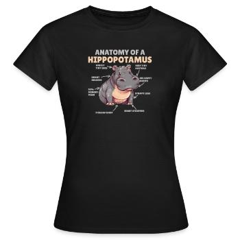 Explication de l’hippopotame doux Anatomie d’un hippopotame - T-shirt Femme - noir - Devant - AI Model Female 172 dark (172cm)