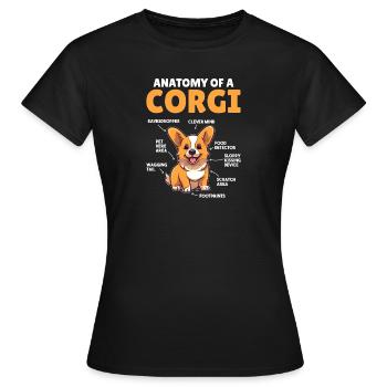Explication du chien Anatomie d’un Corgi - T-shirt Femme - noir - Devant - AI Model Female 172 dark (172cm)