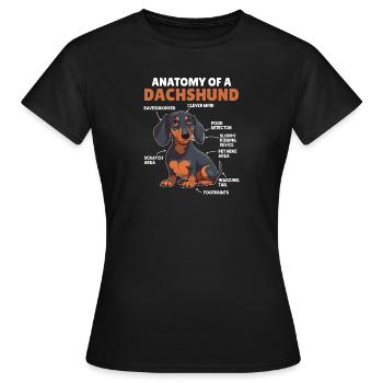 Explication du chien Anatomie d’un teckel - T-shirt Femme - noir - Devant - AI Model Female 172 dark (172cm)